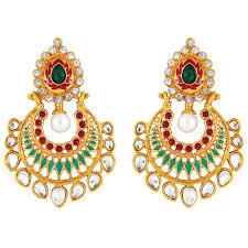 Artificial gold necklace set diamond work includes necklace earrings. Buy Parisha Jewells Er7090027 Kundan Red Gold Plated Artificial Pearl Dangler Earrings For Women At Amazon In