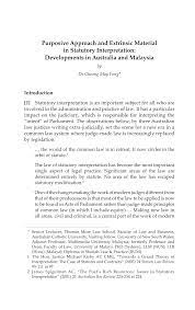 Intersectoral action for health and equity. Pdf Purposive Approach And Extrinsic Material In Statutory Interpretation Developments In Australia And Malaysia