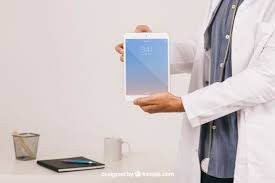 Download Mock Up Design With Doctor S Hands Holding Tablet For Free In 2020 Mocking Tablet Design