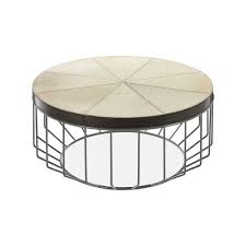 Leather top coffee table : Shiro Round Leather Top Coffee Table Chic Tables