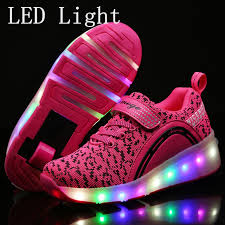 Kids Glowing Sneakers Sneakers With Wheels Led Light Up Roller Skates Sport Luminous Lighted Shoes For Kids Boys Pink Sneakers Aliexpress