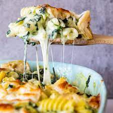 Spinach Artichoke Pasta Bake Simply Delicious Freezer Meal Baked Pasta Recipes Spinach Artichoke Pasta Artichoke Recipes