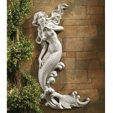 Coastal wall art will usher ocean waves and sea life into any presentation. Outdoor Patio Wall Decor Mermaid Wall Mounted Garden Statue Q C Home