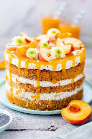 Bei diesem erdbeermousse joghurt kuchen treffen erfrischende zutaten aufeinander: Fruchtige Pfirsichtorte Mit Mohnboden Mein Naschgluck