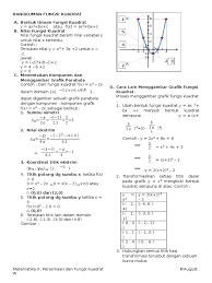 Rangkuman materi fungsi kelas 10. Materi Tentang Fungsi Kuadrat Masnurul