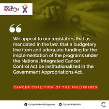 A cancer diagnosis will have an impact on you and your immediate family in many ways. Citizenwatch Philippines Ensure The Gaa Line Item For The Implementation Of The National Integrated Cancer Control Act Nicca Citizenwatch Philippines In Alliance With The Cancer Coalition Philippines Ccph Strongly Supports The