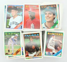 Large player photos have a thin colored frame, which gives way to a white border. 1988 Topps Baseball Card Set 700 Cards Property Room