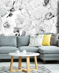 Black And White Floral Wallpaper Peel And Stick Removable Peel N Stick Wallpaper Self Adhesive Accent Etsy White Roses Wallpaper White Flower Wallpaper Removable Wallpaper Bedroom