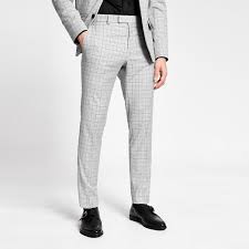 With slim fit suits available in a range of sizes and styles, you've got something that will look as if it was made for you. River Island Mens Grey Check Skinny Fit Suit Trousers The Fashionisto