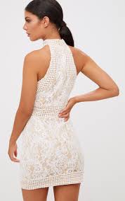White High Neck Lace Crochet Bodycon Dress Crochet Bodycon Dresses Bodycon Dress Dresses