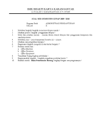 Analisis ulangan harian 1,2 matematika. Soal Pilihan Ganda Administrasi Umum Kelas 10 Semester 2
