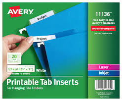 Find & download free graphic resources for label template. Avery Printable Tab Inserts For Hanging File Folders 1 5 Cut 100 Pack Walmart Com Walmart Com