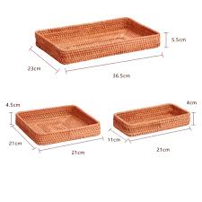 Wood rectangular tray fruit snack dish wooden plate tea serving tray. Set Of 3 Handmade Rattan Rectangle Serving Tray Wicker Serving Organizer Tabletop Fruit Platter Buy Online At Best Price In Uae Amazon Ae