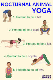 Nocturnal Animals Yoga Printable Poster Kids Yoga Stories Yoga For Kids Kids Yoga Poses Animal Yoga