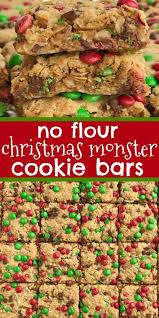 No Flour Christmas Monster Cookie Bars Christmas Recipe Holiday Baking No Flour Cookie B Christmas Cookie Bars Monster Cookie Bars Monster Cookies Recipe