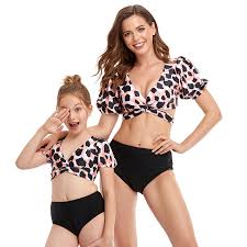 Mother and daughter matching swimsuit in cat print design one piece bathing suit. For Love Family Matching Swimwear Set Mother Daughter Bikini Swimsuits Father Son Swim Trunk Bathing Suit Walmart Com Walmart Com