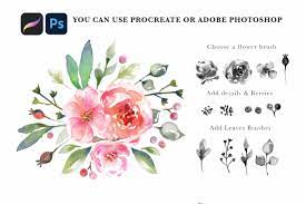 Flowers daisy custom brush for procreate watercolour. Watercolor Flowers Creator Procreate Amp Photoshop By Red Ink Thehungryjpeg Com