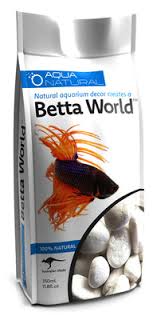 The betta's tail looks dreamlike ♡. Aqua Natural Betta World Substrate Snow White 350ml The Aquarium Shop Australia