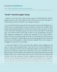 Consumer goods are classified as usage goods (for example, gasoline or toilet paper), as purpose goods (for example, a house or bicycle), and as services (for example, the work of a doctor or cleaning lady). Anak Reaction Paper Free Essay Example