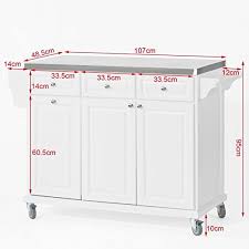 Sobuy Fkw33 W Neu Luxus Kuchenwagen Mit Edelstahlplatte Kuchenschrank Kucheninsel Servierwagen R Com Imagens Ilha De Cozinha Movel Moveis Cozinha Granito Para Banheiro