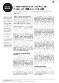 The chapter's purpose is to foster the development of functional contextual, cognitive., and behavioral science.the chapter will serve as a scientific and professional group for scientists, students, and practitioners in disciplines which embrace the principles and practices of contextual behavioral science. Pdf Mental Disorders In Malaysia An Increase In Lifetime Prevalence