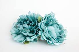 This listing is for an absolutely beautiful all season silk floral arrangement of lovely teal colored peonies and snowy white hydrangea arranged in a very pretty 11 inch teal colored vase. Perfect Peony In Teal Blue 5 Inches Silk Flower Artificial Flower Item 0902 Silk Flowers Artificial Flowers Blue Peonies