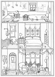 Bundle Of 4 Colouring Pages House Interiors Instant Etsy House Colouring Pages Colouring Pages Coloring Pages