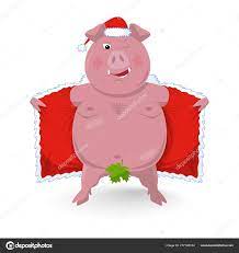 Ein Lustiges Nacktes Wildschwein Weihnachtsmannkleidung  Neujahrsvektorillustration Flachem Stil Isoliert Auf Stock-Vektorgrafik von  ©oknebulog 217185104