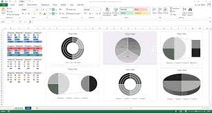 excel template monochrome pie charts templates forms