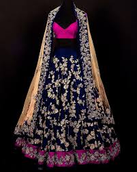 Navy And Hot Pink Bridal Lehenga Indian Wedding Outfit Indian Wedding Dress Indian Bridal Wear Indian Designer Wear