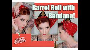 Vintage hairstyles for long hair. Easy Vintage Hair Barrel Roll With Bandana By Cherry Dollface Youtube