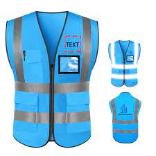 Free samples & design assistance. Big Size High Visibility Safety Vest Custom Logo Protective Workwear 5 Pockets With Reflective Strips Outdoor Work Vest Blue L Buy Online In Dominica At Dominica Desertcart Com Productid 113098818