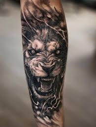 Black And White Lion Tattoo Lion Tattoo Black And White Lion Design Lion Forearm Tattoos Mens Lion Tattoo Forearm Tattoos