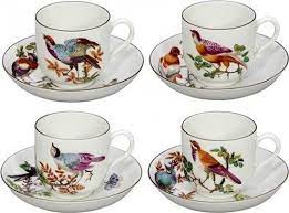 gural porselen bird pattern caydanlik fincan kahve fincani