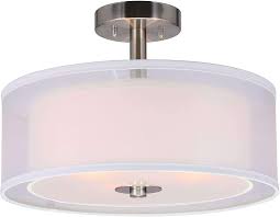 Flush mount lighting fixtures' graceful curves suit any room, and they are available in a variety of styles — from the most basic for pantries and closets, to beautiful modern chrome and brushed nickel, to the inherent classic feel of the arts and crafts style that's just right for your favorite room or outdoor. Xinbei Lighting Semi Flush Mount Ceiling Light 3 Light Close To Ceiling Light With Fabric Shade 16 Drum Semi Flush Ceiling Light In Brushed Nickel For Living Room Bedroom Xb Sf1194 Bn