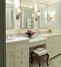 If having a makeup area is more important to you than an extra sink, change one of your two vanities into the makeup area of your dreams. Single Sink Vanity With Makeup Table Bathroom All In One