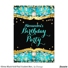 Black And Gold Birthday Party Invitations Create Your Own Invitation Zazzle Com Confetti Birthday Party Purple Birthday Party Confetti Birthday