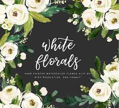 White Flower Small Set Individual Png Files Hand Painted Wedding Design Bohemian Rustic Floral Watercolor Watercolor Flower Wreath Hand Painted Wedding