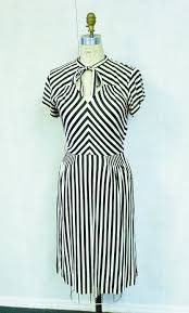 Black And White Strips Frock Vintage Black And White Striped Dress 1940s Dresses White Striped Dress Fashion