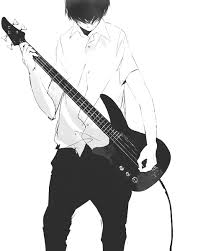 Black And White Anime Boy With Guitar Anime Guitar And Manga Resmi Anime Monochrome Anime Boy Anime Music