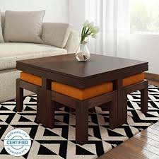 Dezeen awards is the architecture, interiors and design awards programme organised by dezeen, the world's most popular design magazine. Urbanaero Wooden Center Coffee Table For Living Room Centre Tea Table With 4 Stool Sheesham Dark Walnut Amazon In