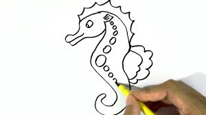 How to draw a sea horse. How To Draw A Seahorse Easy Steps For Children Kids Beginners Youtube