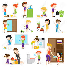 Eventually, he'll be able to clean his entire room on his own. Colorful Cartoon Set With Kids Cleaning Rooms And Helping Their Royalty Free Cliparts Vectors And Stock Illustration Image 68241082