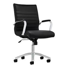 Realspace Modern Comfort Winsley Bonded Leather Mid Back Manager S Chair Black Silver Officesupply Com