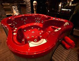 Red Amore Bay Limited Holiday Edition Hot Tub Red Outdoor Decor