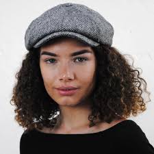 Jaxon & James Harris Tweed Castlebay Wool Newsboy Cap: Size: XXL Black/Gray