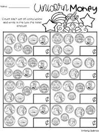 Unicorn Counting Money Activities Packet Money Math Teaching Money Counting Money Activities