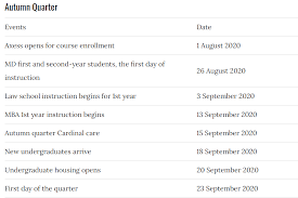 Stanford University Academic Calendar 2021 2022