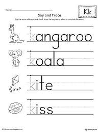 Say And Trace Letter K Beginning Sound Words Worksheet Letter K Words Tracing Worksheets Preschool Handwriting Worksheets For Kids
