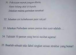 Semoga puisi di atas menghibur dan bermanfaat. Tolong Jawab Soal No 31 35 Brainly Co Id